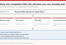 Diagram showing a competitor title split into four separate search phrases, each checked against search suggestions and against other channels