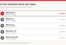 Five YouTube channels with nearly identical names showing how near-duplicates split an audience
