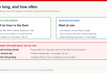 Diagram of live session settings: a session length floor of about half an hour, starting at one session per week, and how ordinary uploads are handled during the test
