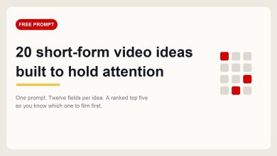 Cover graphic reading twenty short-form video ideas built to hold attention