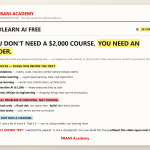 BANI Academy card: five tracks for learning AI free on YouTube, in order, and the protocol for actually finishing one