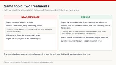 Side-by-side comparison of a near-duplicate script and a rebuilt script on the same topic, including the opening line each one uses
