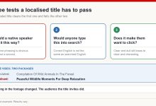 Diagram of three tests a localised YouTube title must pass: would a native speaker say it, would anyone search it, and does it make them want to click