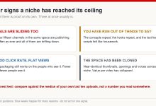 Four cards describing signals that a niche has reached its ceiling, with what each one usually means