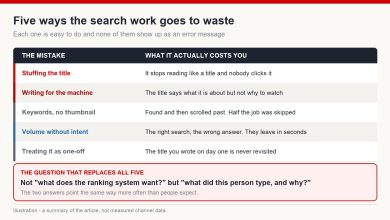 Table listing five YouTube SEO mistakes alongside what each one costs a video