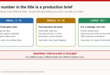 Three bands of title numbers and the different edit each one commits a video to